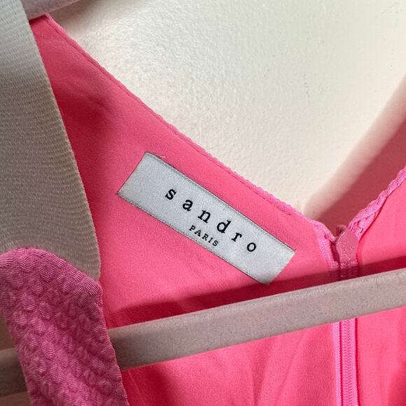 SANDRO Barbie Pink Skater Flare Dress Neon {3P13} - Picture 6 of 8